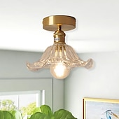 tanie Lampy sufitowe-lampa sufitowa półpłaska jasna miedź 20cm szklany klosz lampa sufitowa oprawa oświetleniowa oświetlenie 110-240v
