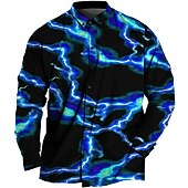 economico Camicie taglie forti da uomo-Per uomo Taglie Forti Camicia Grande e alto Stampe Grafiche Collo ripiegato Bottoni Manica Lunga Primavera &amp; Estate Sport Moda Streetwear Designer All'aperto Vacanza Top