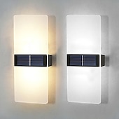 cheap Outdoor Wall Lights-2pcs Solar Wall Lights 2 Modes Lighting Outdoor Waterproof LED Wall Lamp Intelligent Light Control Garden Fence Lights Solar Lamp Courtyard Street Landscape Light