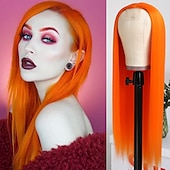 abordables Pelucas de fiesta-Pelucas verdes peluca sintética larga recta verde irlandés resistente al calor sin frente de encaje con cabello de bebé peluca sin pegamento para fiesta de San Patricio cosplay para mujeres de moda
