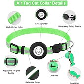 cheap Dog Collars, Harnesses &amp; Leashes-For Airtag Case and Cat Collar Airtag Cat Collar for Airtag Collar With Bell Airtag Reflective Fishbone Pet Collar（no tracker）