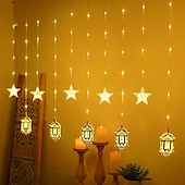 ieftine Lumini de decorare Ramadan-decorațiuni luminoase ramadan kareem lumini de decorare eid led 3m islam musulman moschee castel perdele lumini decorare eid mubarak priză UE