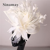 halpa Juhlahatut-fascinators sinamay Häät Teekutsut Kentucky Derby Hevoskilpailu Naisten päivä Vintage Muoti Käsintehty Kanssa Sulilla Päähine Päähineet