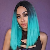 economico Parrucche da festa-parrucca verde menta parrucca corta liscia bob parrucche ombré parrucche per donne e ragazze resistenti al calore parrucca sintetica colorata per feste cosplay 14 pollici parrucca di carnevale