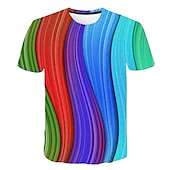 cheap 3D T shirts-Men&#039;s Unisex Graphic Rainbow 3D Shirt T shirt Tee Short Sleeve T shirt Crew Neck Shirt Chic &amp; Modern Party Casual Daily Purple Green Rainbow Clothing Apparel Plus Size S M L XL XXL 3XL 4XL