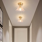 tanie Lampy sufitowe-lampa sufitowa półpłaska jasna miedź 20cm szklany klosz lampa sufitowa oprawa oświetleniowa oświetlenie 110-240v