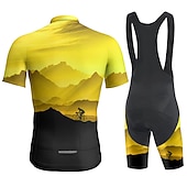 Недорогие Комплекты мужской одежды-Муж. Велокофты и велошорты-комбинезоны С короткими рукавами Горные велосипеды Шоссейные велосипеды Лето Синий Желтый Оранжевый Природа и пейзажи Смешной Велоспорт 3D