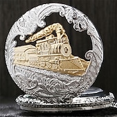 cheap Pocket Watches-Men Pocket Watch Vintage Hollow Bronze Locomotive Design Quartz Fob Pocket Watch With Necklace Chain Gift for Men Women