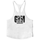 economico Magliette da sport e palestra-Per uomo Grafico Lettera Canotta Maglietta smanicata Canottiera Canotte con retro a vogatore Senza Maniche maglietta Collo a U Camicia Moda Muscolo Allenamento Quotidiano Vacanza Palestra Nero Bianco