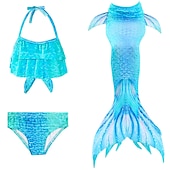 abordables Maillot de bain sirène-Enfants Fille Maillots de bain sirène Maillot de bain Bikini Utilisation Plage Dégradé Actif Plage Licou Maillots de bain 4-12 ans Eté Vert Claire