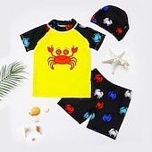 cheap Swimwear-Kids Boys Swimsuit Cartoon Short Sleeve Outdoor Fashion White Summer Clothes 3-7 Years