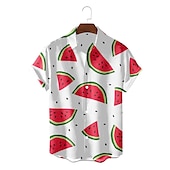 voordelige Eten &amp; Drinken-Voor heren Fuchsia Overhemd Hawaiiaans overhemd Aloha-shirt Korte Mouw Overhemd Strijkijzer Sport Modieus Streetwear Vakantie Straat Casual Wit S M L