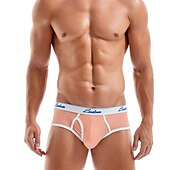 お買い得  メンズブリーフ下着-男性用 2パック ブリーフ ポリエステル 高通気性 ソフト カラーブロック ミディアムウエスト ホワイト イエロー