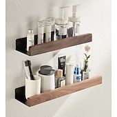 abordables Estantes para baño-Carrito de ducha estantes de baño montado en la pared espacio de nogal estante de ducha de aluminio organizador de almacenamiento estante de baño cocina accesorios de baño estante de ducha colgante