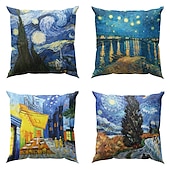 abordables Coussins, inserts et housses-van gogh double côté taie d&#039;oreiller 4 pc doux décoratif carré taie d&#039;oreiller taie d&#039;oreiller pour chambre salon canapé canapé chaise lavable en machine
