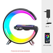 お買い得  スマートライト-リズムRGBICライトバーLEDスマートライトBluetoothスピーカーアラームクロック調光可能ウェイクアップライトアラームクロックワイヤレス充電テーブルランプ