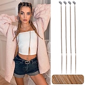 cheap Ponytails-Braid Hair Extensions 4 PCS Baby Braids Front Side Bang Curtain Bang Clip in Hair Extensions Long Braided Hair Piece Natural Soft Synthetic Hair for Women Daily Wear 20 Inch Cool Light Blonde