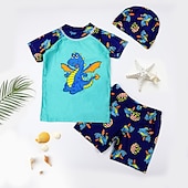 cheap Swimwear-Kids Boys Swimsuit Cartoon Short Sleeve Outdoor Fashion White Summer Clothes 3-7 Years