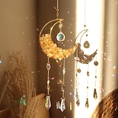 ieftine Prinzător de Vise-apărător de vise cu lună colorată atrăgător de soare de cristal clopoțel de vânt cadou realizat manual clopoțel de vânt ornament pentru agățat decor în aer liber