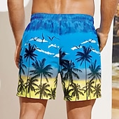 ieftine Plante și flori tropicale-Bărbați Grafic Copac de cocos Pantaloni Scurți de Înot Pantaloni Scurti Chiloți Înot Talie medie Șic Stradă Hawaiană Boho Casual Zilnic Concediu Cordon cu căptușeală din plasă Talie elastică Designer