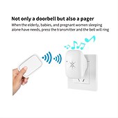 abordables Systèmes de sonnettes-Sonnette sans fil auto-alimentée étanche pas de batterie nécessaire 38 sonneries plug-in ding dong sonnette de porte volume élevé cloche d&#039;allaitement