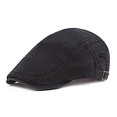 abordables Sombreros de hombre-Hombre Gorra Plana Negro Rojo Algodón Moda Ropa de calle Elegante Moda de los años 20 Exterior Diario Noche Plano Templado