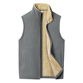levne Gilety-Pánské Fleecová vesta Teddy Coat Kamizelka Polární flís Vesta Venkovní Jdeme ven Šik ven Na běžné nošení Podzim Zima Kapsy Kostka Polyester Větruvzdorné Zahřívací Pevná barva Zip Stojáček Běžný Čern
