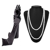 economico Abiti degli anni '20-Set Anni Ruggenti Anni 1920 Lunghezza al ginocchio Abito Flapper Abito da cocktail Set di accessori con accessori Taglie Forti Normale Senza maniche Il grande Gatsby Invitato al matrimonio Paillettes