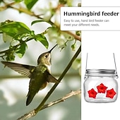 お買い得  裏庭での野鳥観察と野生生物-屋外ポータブル用のハチドリフィーダーは、すべての鳥に適用されます。ハミングバードフィーダーを屋外に吊るすボトル、漏れ防止、掃除と充填が簡単、3つの給餌ポート付き