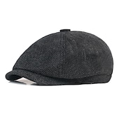 abordables Sombreros de hombre-Hombre Sombrero de la boina Sombrero de vendedor de periódicos Color Caquí Gris Ligero Algodón y lino Ropa de calle Elegante Moda de los años 20 Exterior Diario Noche Estampados Filtro Solar
