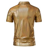 preiswerte Klassisches Poloshirt für Herren-Herren Poloshirt Golfhemd Klub Kubanisches Halsband Kargen Kurzarm Brautkleider schlicht Wellen Neuheit Knopf vorne Regular Fit Silber Schwarz Gold Poloshirt