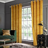 Blackout Curtain Drapes Velvet Farmhouse Grommet/Eyelet IKEA Series Curtain Panels For Living Room Bedroom Door Kitchen Window Treatments Thermal Insulated Room Darkening3