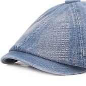 tanie Czapki męskie-Męskie Beret Kapelusz gazeciarza Czarny Niebieski Jeans Moda miejska Elegancki Codzienny Na zewnątrz Codzienny Wyjściowe Równina Filtr przeciwsłoneczny
