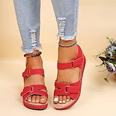 preiswerte Komfortsandalen-Beige Keilsandaletten für Damen - lässige offene Sommerschuhe mit verstellbaren Riemen und bequemer Sohle für den Alltag