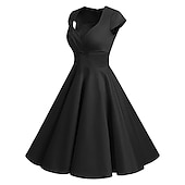 cheap Outfits-Retro Vintage 1950s Rockabilly A-Line Dress Flare Dress Christmas Party Dress Polka Dot Women&#039;s Party / Evening Masquerade Bachelorette Party Adults&#039; Dress Earrings Headwear Spring &amp; Summer