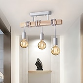 זול אורות תליון-תליון led אור עץ תעשייתי עם 3 ראשים מתכוונן נברשת תליון אור וינטג&#039; חצי תקרה סומק אור סלון e27 נורה טיפה אור מטבח פינת אוכל אור תלייה שחור