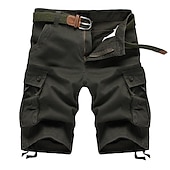 preiswerte Klassiker-Herren Cargo Shorts Kurze Hosen Shorts Kurze Hosen Kurze Hose für Wanderer Multi Pocket Gerade geschnitten 6 Tasche Feste Farbe tragbar Kein Eisen Kurz Casual Täglich Chino Lose Armeegrün Schwarz