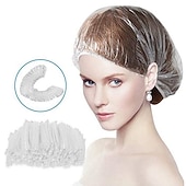 cheap Shower Caps &amp; Headbands-100pcs Disposable Shower Caps,Multi-Purpose Thickening Elastic Bath Cap Plastic Waterproof Clear Shower Caps Bath Shower Hair Caps Women Spa,Home Use, Hotel and Hair Salon, Portable Travel