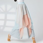 お買い得  ダンス練習着-アクティブウェア パンツ フリル スプライシング 女性用 性能 訓練 ハイウエスト ポリエステル