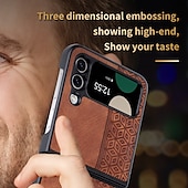 Недорогие Чехлы для Samsung-Чехол для телефона для Samsung Galaxy Z Flip 6 Z Flip 5 Z Flip 4 Z Flip 3 кожаный флип ударопрочный однотонный ПК PU кожа
