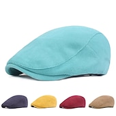 abordables Sombreros de hombre-Hombre Gorra Plana Negro Amarillo Algodón Ropa de calle Elegante Moda de los años 20 Exterior Diario Noche Plano Templado