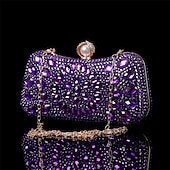 olcso Retikülök és estélyi táskák-női többszínű kristályos estélyi clutch – luxus strasszos kézitáska gyöngykapoccsal és láncpánttal gálákra, esküvőkre és hivatalos eseményekre