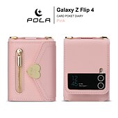 お買い得  サムスン用ケース-電話 ケース 用途 サムスンのギャラクシー Zフリップ6 Z Flip 5 Z Flip 4 Z Flip 3 ハンドバッグの財布 ウォレットカードケース フリップ ジッパ－ 取り外し可能なクロスボディストラップ付き ソリッド PUレザー