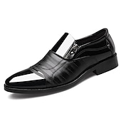 cheap Men&#039;s Slip-ons &amp; Loafers-Men&#039;s Patent Faux Leather Business Dress Shoes with Zipper Detail and Glossy Finish