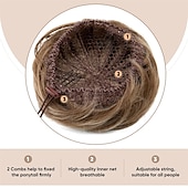 voordelige Chignons-zwarte knot haarstukken voor vrouwen meisjes dame trekkoord nep ballet bun extensions synthetische opgestoken donut chignon uit één stuk