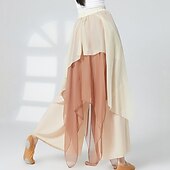 お買い得  ダンス練習着-アクティブウェア パンツ フリル スプライシング 女性用 性能 訓練 ハイウエスト ポリエステル