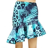 abordables Jupes Latines-Danse latine Jupes Imprimé Ruché Femme Utilisation Entraînement Taille haute Polyester