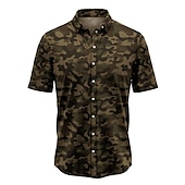 economico Stampa animal-Per uomo Camouflage Camicia Camicia con bottoni Manica corta Tropicale Di tendenza Hawaiano Informale Per eventi Spiaggia Estate Primavera Collo ripiegabile Stampa Bottone giù Kaki+verde militare