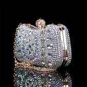 olcso Retikülök és estélyi táskák-női többszínű kristályos estélyi clutch – luxus strasszos kézitáska gyöngykapoccsal és láncpánttal gálákra, esküvőkre és hivatalos eseményekre