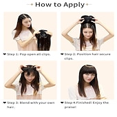 cheap Bangs-14 Hair Topper with Bangs Top Hairpieces Clip in Hair Extensions Straight Wiglet for Women with Thinning Hair
